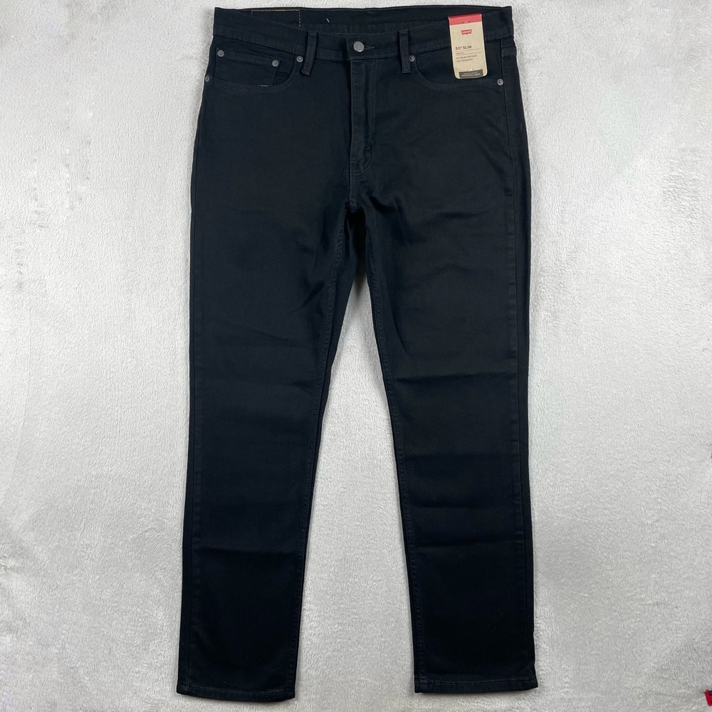 New Levi's 511 Slim Jeans Mens 36x32 Black Stretch Flex  NWT